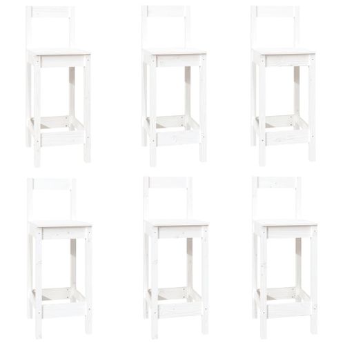 Ensemble de bar 7 pcs Blanc Bois de pin massif - Photo n°3; ?>