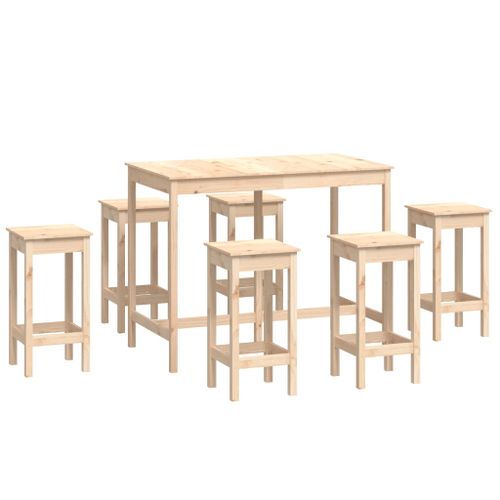 Ensemble de bar 7 pcs Bois de pin massif - Photo n°2; ?>