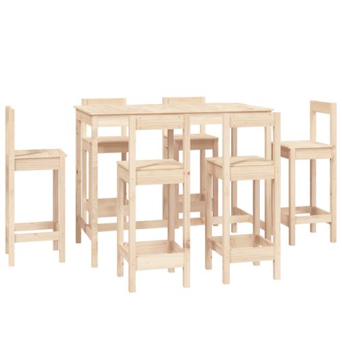 Ensemble de bar 7 pcs Bois de pin massif - Photo n°2; ?>