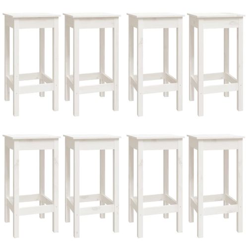 Ensemble de bar 9 pcs Blanc Bois de pin massif - Photo n°3; ?>