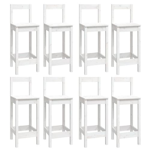 Ensemble de bar 9 pcs Blanc Bois de pin massif - Photo n°3; ?>