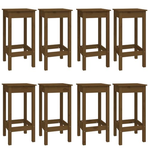 Ensemble de bar 9 pcs Marron miel Bois de pin massif - Photo n°3; ?>