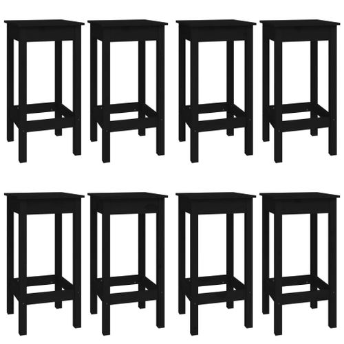 Ensemble de bar 9 pcs Noir Bois de pin massif - Photo n°3; ?>