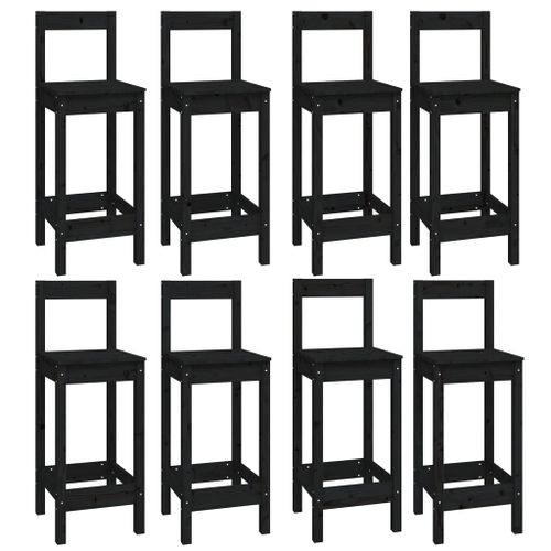 Ensemble de bar 9 pcs Noir Bois de pin massif - Photo n°3; ?>