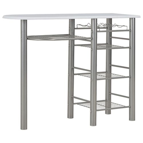 Ensemble de bar avec étagères 3 pcs Bois et acier Blanc - Photo n°3; ?>