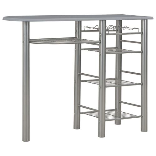 Ensemble de bar avec étagères 3 pcs Bois et acier Gris - Photo n°2; ?>