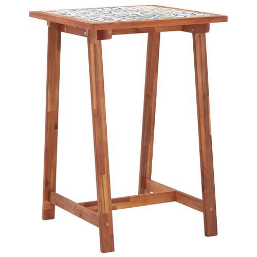 Ensemble de bar d'extérieur 3 pcs Carreau mosaïque et acacia - Photo n°3; ?>
