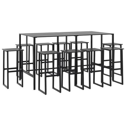 Ensemble de bar de jardin 11 pcs noir acier enduit de poudre - Photo n°2; ?>