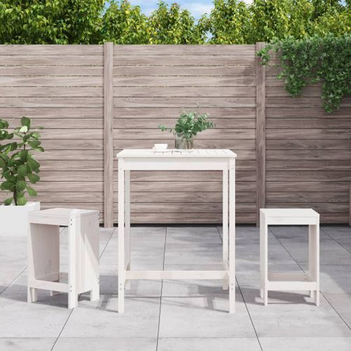 Ensemble de bar de jardin 3 pcs blanc bois de pin massif - Photo n°2; ?>