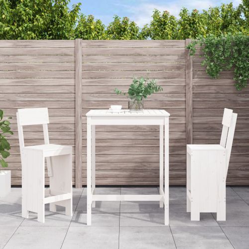 Ensemble de bar de jardin 3 pcs blanc bois de pin massif - Photo n°2; ?>