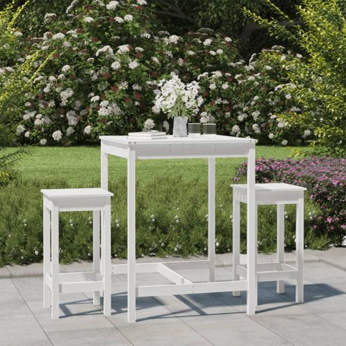 Ensemble de bar de jardin 3 pcs blanc bois de pin massif - Photo n°2; ?>