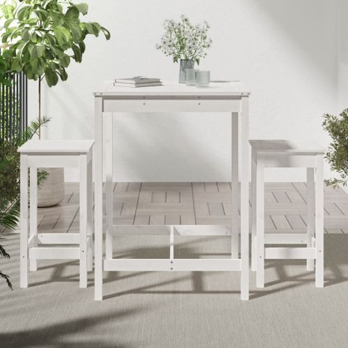 Ensemble de bar de jardin 3 pcs blanc bois de pin massif - Photo n°3; ?>