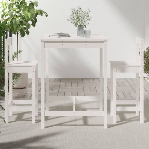 Ensemble de bar de jardin 3 pcs blanc bois de pin massif - Photo n°3; ?>