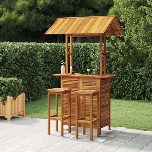 Ensemble de bar de jardin 3 pcs Bois d'acacia solide - Photo n°2; ?>