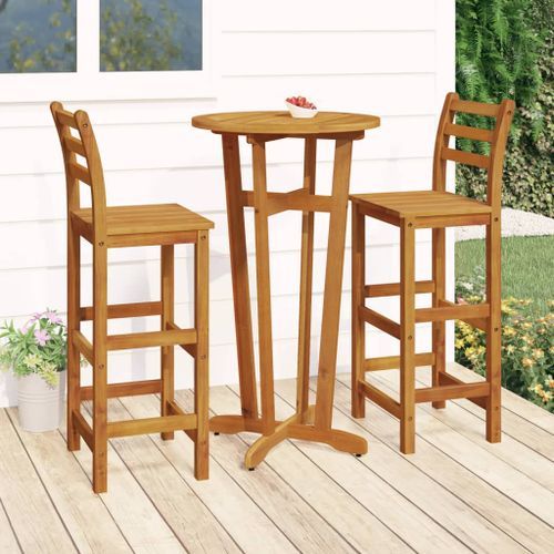 Ensemble de bar de jardin 3 pcs bois d'acacia solide - Photo n°2; ?>