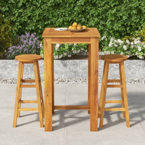 Ensemble de bar de jardin 3 pcs bois d'acacia solide - Photo n°2; ?>