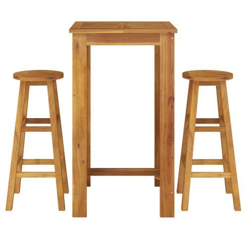 Ensemble de bar de jardin 3 pcs bois d'acacia solide - Photo n°3; ?>