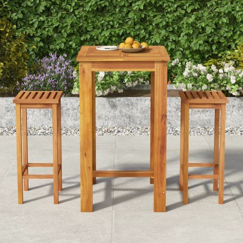 Ensemble de bar de jardin 3 pcs bois d'acacia solide - Photo n°2; ?>