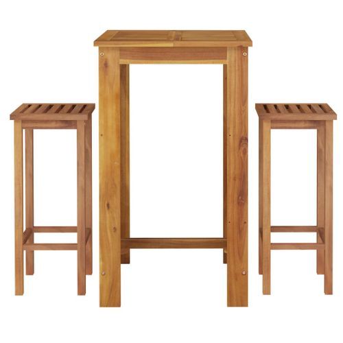 Ensemble de bar de jardin 3 pcs bois d'acacia solide - Photo n°3; ?>