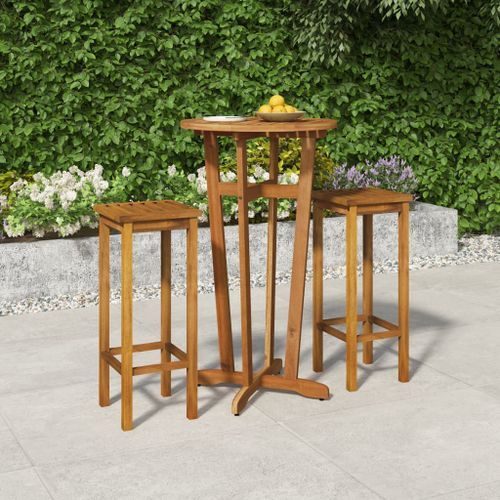 Ensemble de bar de jardin 3 pcs bois d'acacia solide - Photo n°2; ?>