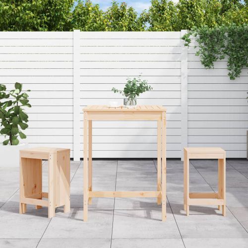 Ensemble de bar de jardin 3 pcs bois de pin massif - Photo n°2; ?>