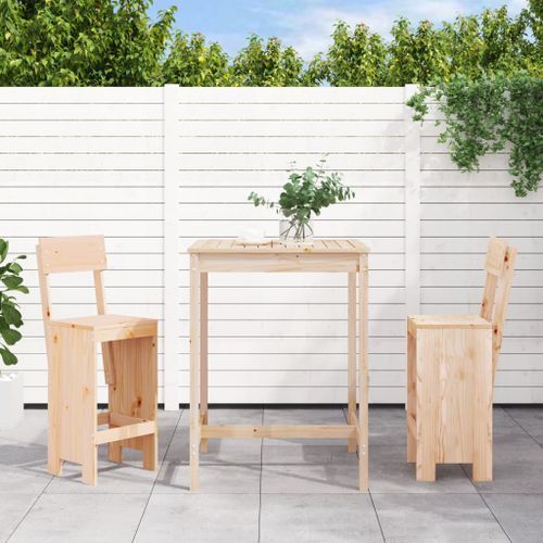 Ensemble de bar de jardin 3 pcs bois de pin massif - Photo n°2; ?>