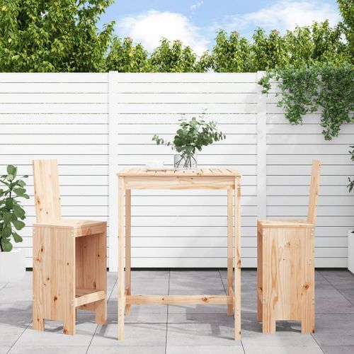 Ensemble de bar de jardin 3 pcs bois de pin massif - Photo n°2; ?>