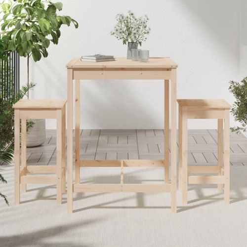 Ensemble de bar de jardin 3 pcs bois de pin massif - Photo n°3; ?>