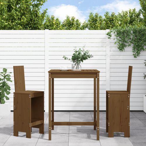 Ensemble de bar de jardin 3 pcs marron miel bois pin massif - Photo n°2; ?>