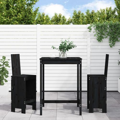 Ensemble de bar de jardin 3 pcs noir bois de pin massif - Photo n°2; ?>