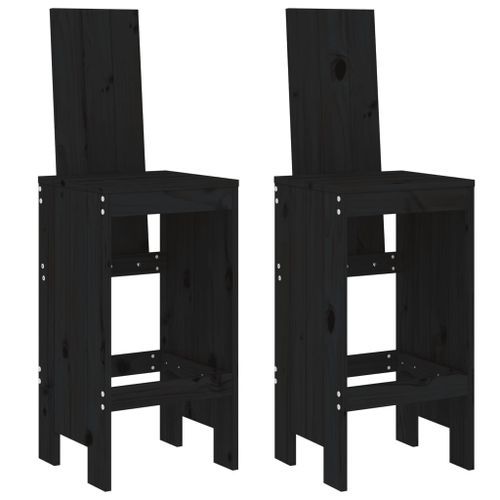 Ensemble de bar de jardin 3 pcs noir bois de pin massif - Photo n°3; ?>