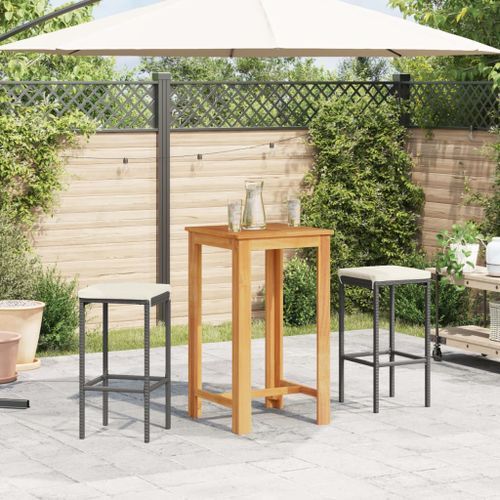 Ensemble de bar de jardin 3 pcs noir bois massif acacia rotin - Photo n°3; ?>