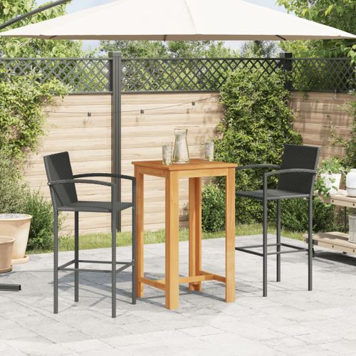 Ensemble de bar de jardin 3 pcs noir bois massif acacia rotin - Photo n°3; ?>