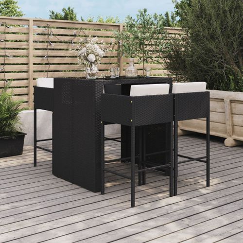 Ensemble de bar de jardin 5 pcs avec coussins noir poly rotin - Photo n°2; ?>