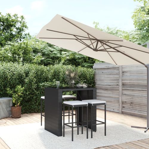 Ensemble de bar de jardin 5 pcs avec coussins noir poly rotin - Photo n°2; ?>