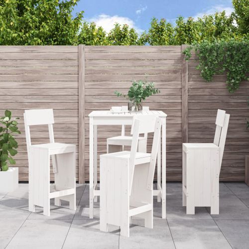 Ensemble de bar de jardin 5 pcs blanc bois massif de pin - Photo n°2; ?>