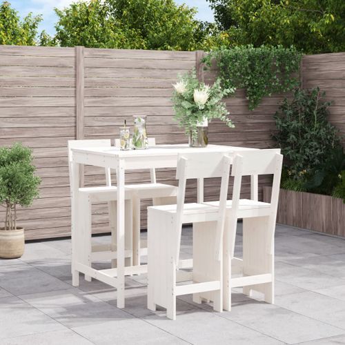 Ensemble de bar de jardin 5 pcs blanc bois massif de pin - Photo n°2; ?>