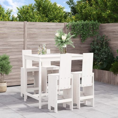 Ensemble de bar de jardin 5 pcs blanc bois massif de pin - Photo n°2; ?>