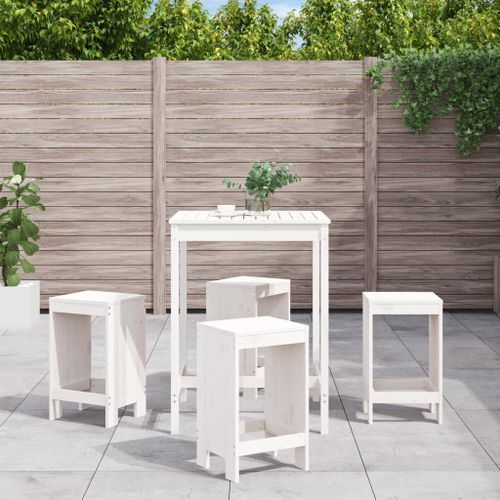 Ensemble de bar de jardin 5 pcs blanc bois massif de pin - Photo n°2; ?>