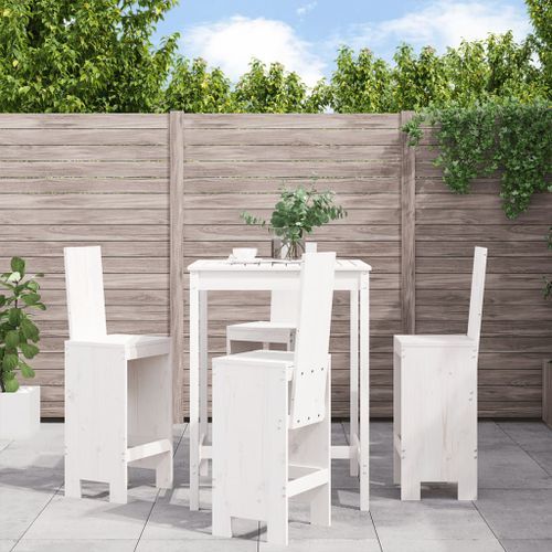 Ensemble de bar de jardin 5 pcs blanc bois massif de pin - Photo n°2; ?>