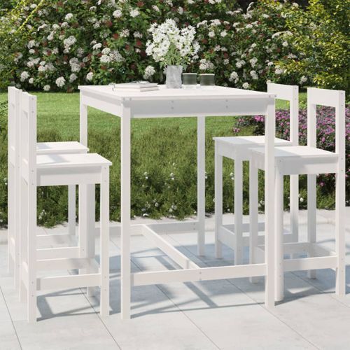 Ensemble de bar de jardin 5 pcs blanc bois massif de pin - Photo n°2; ?>