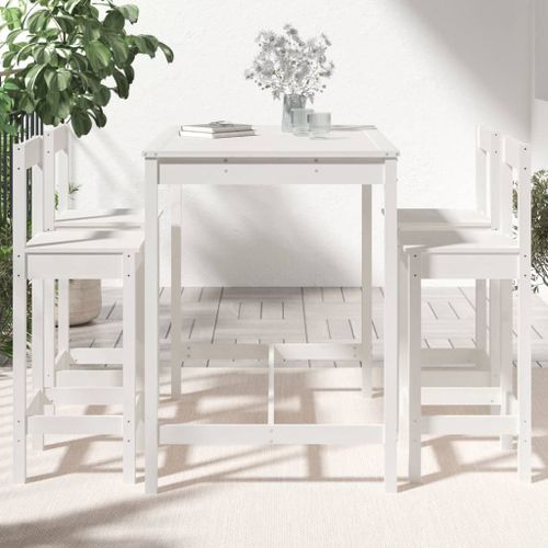 Ensemble de bar de jardin 5 pcs blanc bois massif de pin - Photo n°3; ?>