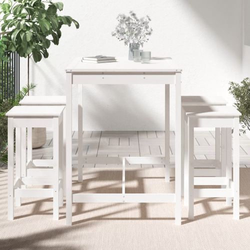 Ensemble de bar de jardin 5 pcs blanc bois massif de pin - Photo n°3; ?>