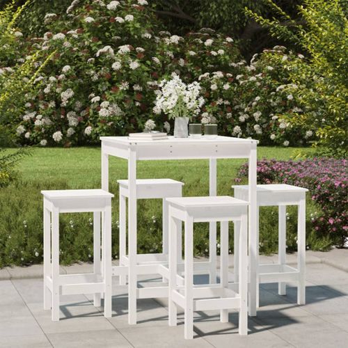 Ensemble de bar de jardin 5 pcs blanc bois massif de pin - Photo n°2; ?>