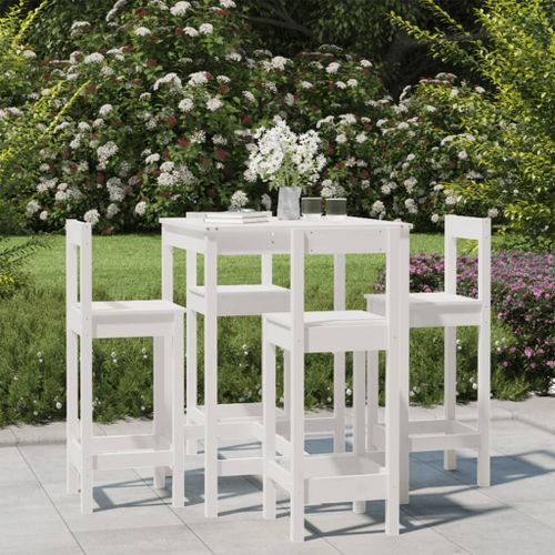 Ensemble de bar de jardin 5 pcs blanc bois massif de pin - Photo n°2; ?>