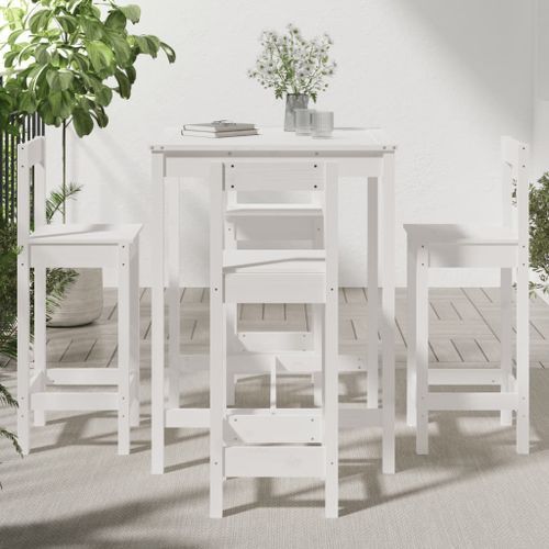 Ensemble de bar de jardin 5 pcs blanc bois massif de pin - Photo n°3; ?>