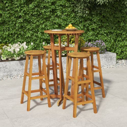 Ensemble de bar de jardin 5 pcs bois d'acacia solide - Photo n°2; ?>