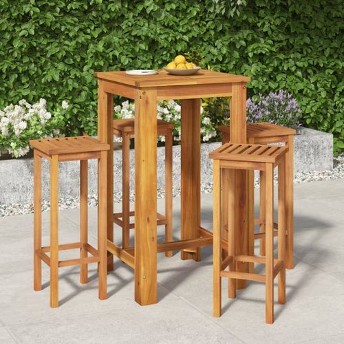 Ensemble de bar de jardin 5 pcs bois d'acacia solide - Photo n°2; ?>