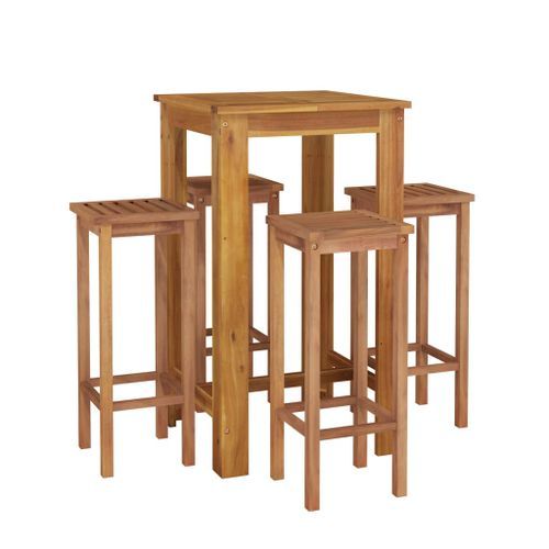 Ensemble de bar de jardin 5 pcs bois d'acacia solide - Photo n°3; ?>