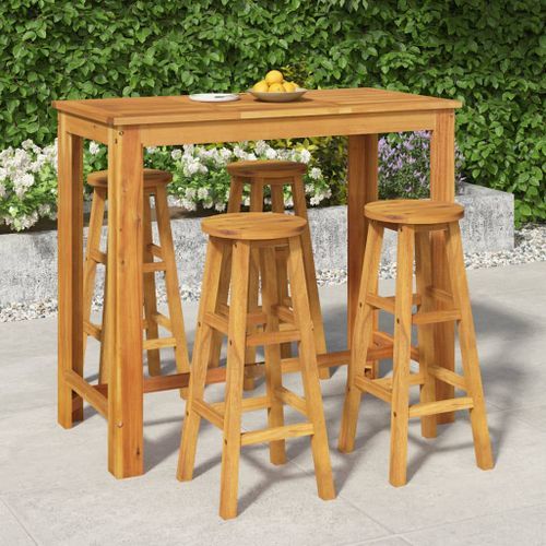 Ensemble de bar de jardin 5 pcs bois d'acacia solide - Photo n°2; ?>